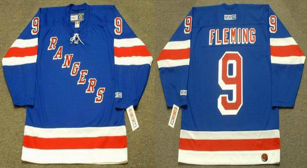 2019 Men New York Rangers #9 Fleming blue CCM NHL jerseys->new york rangers->NHL Jersey